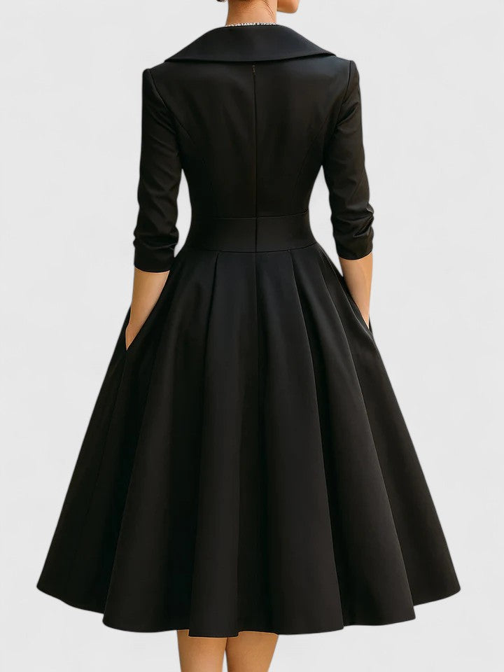 Nadia | Women's V-Neck A-Line Midi Dress