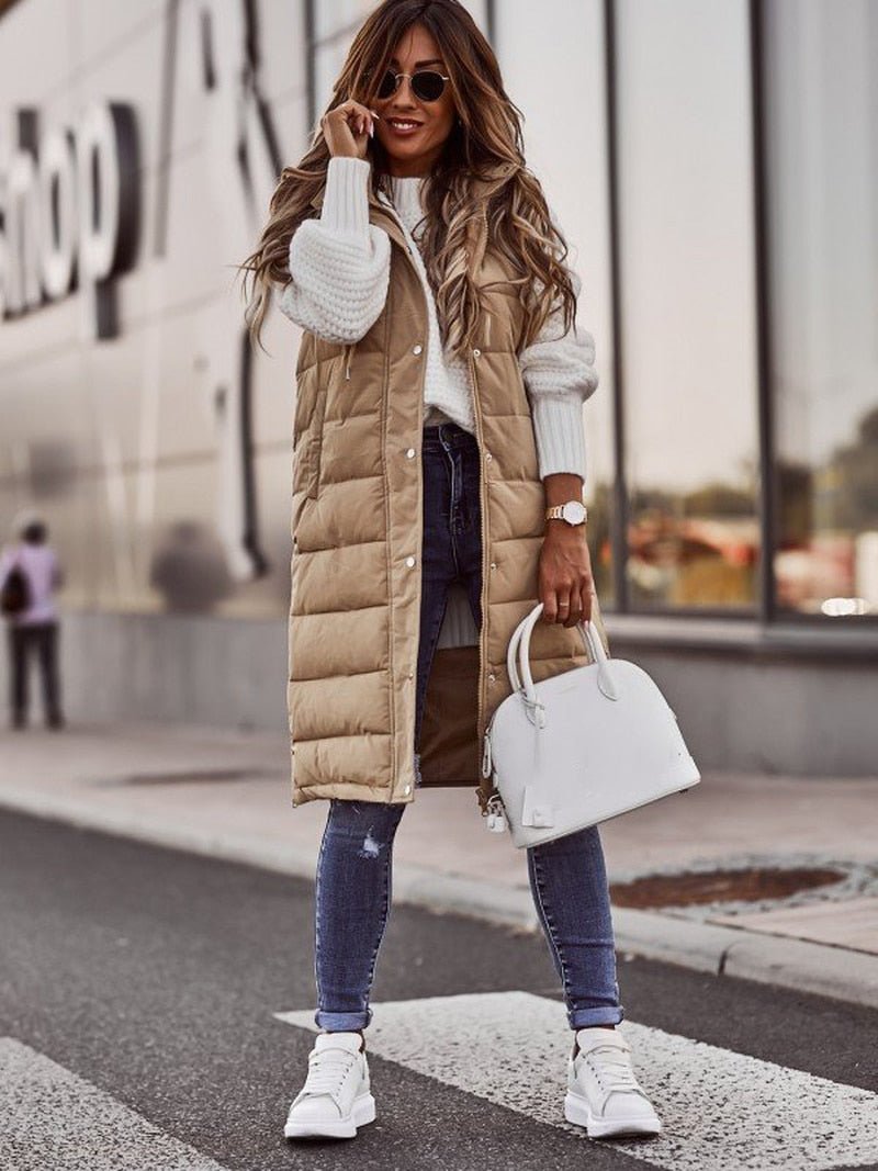 Aranzazu | Knee-length quilted vest for women