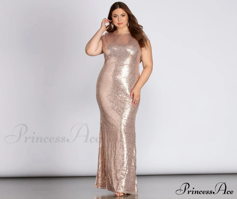 Plus Sivan Stylish Glam Sequin Dress