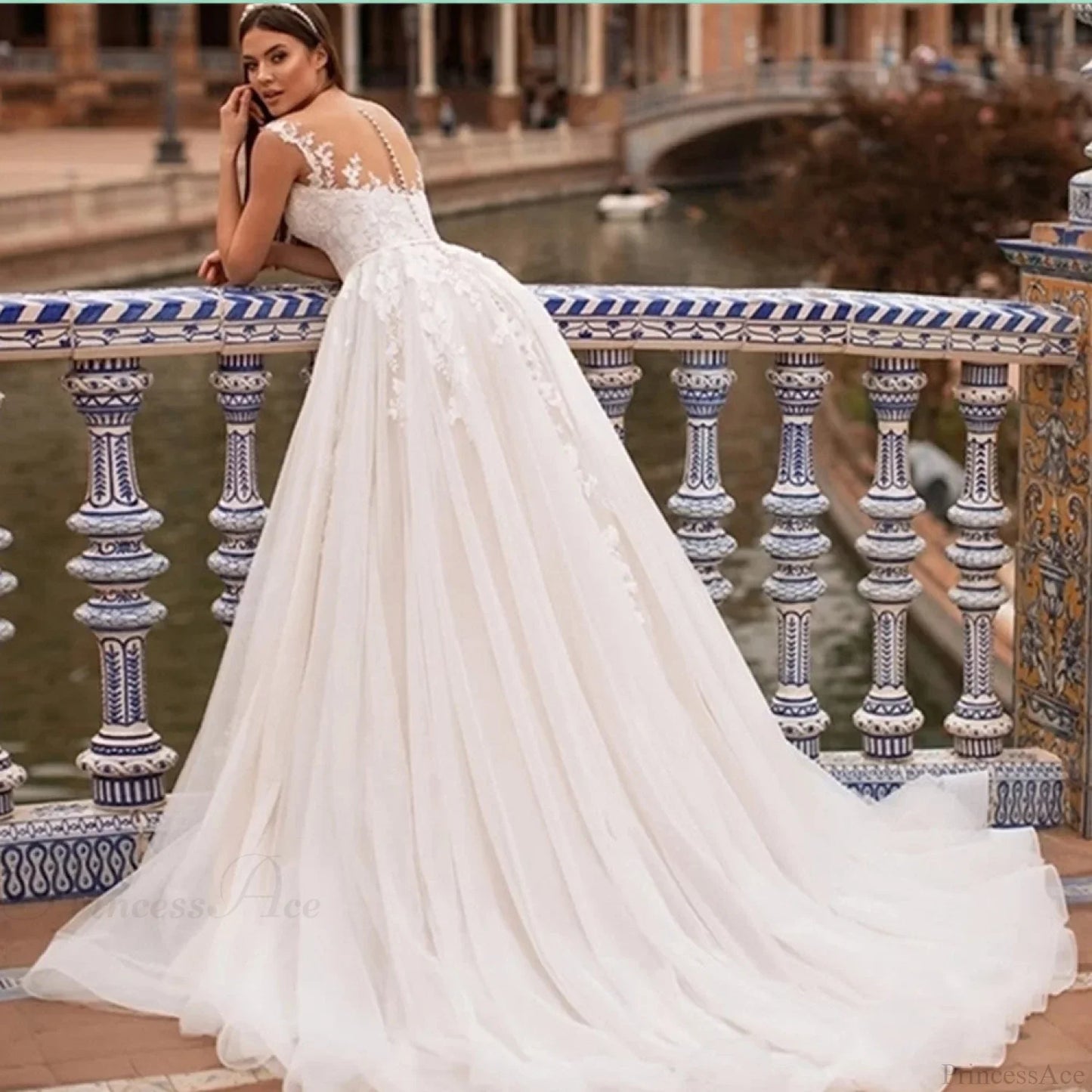 Princess A-Line Sheer Back Wedding Dress
