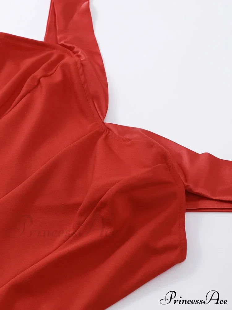 Red Party Dress - Off Shoulder Backless Pleated Zipper