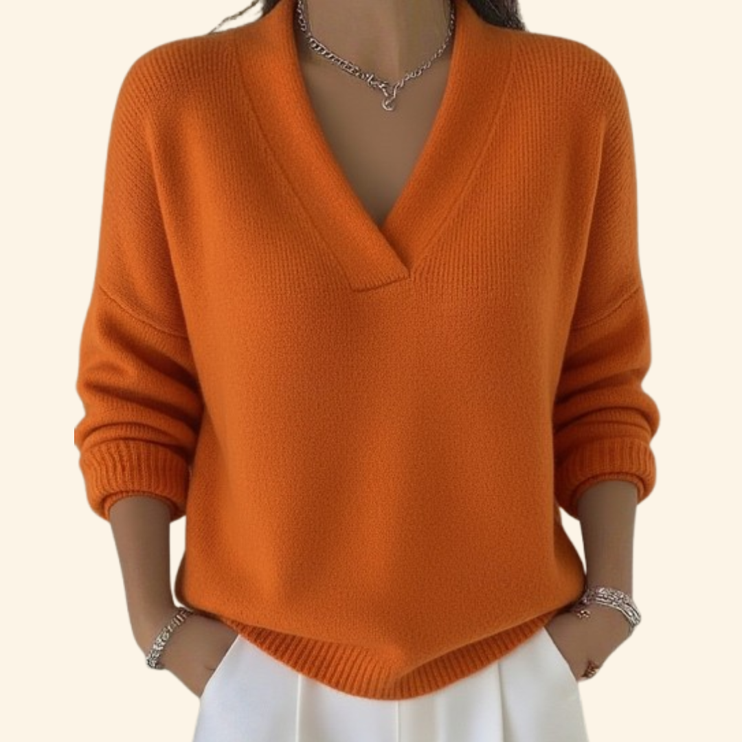 Rhonda | Women's V-Neck Relaxed Fit Pullover Sweater