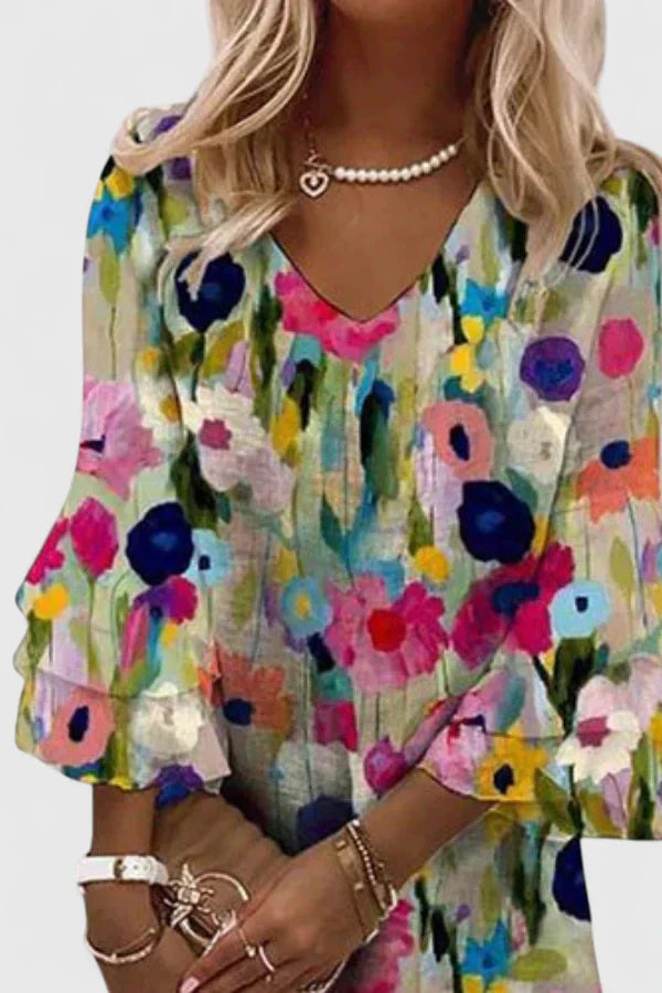 Sandra | Women's V-Neck Mini Floral Dress