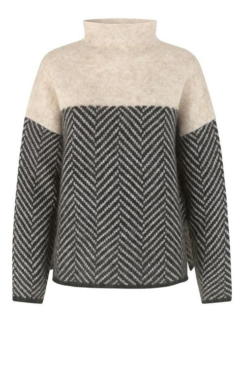 Tamara | Two-tone cotton turtleneck sweater