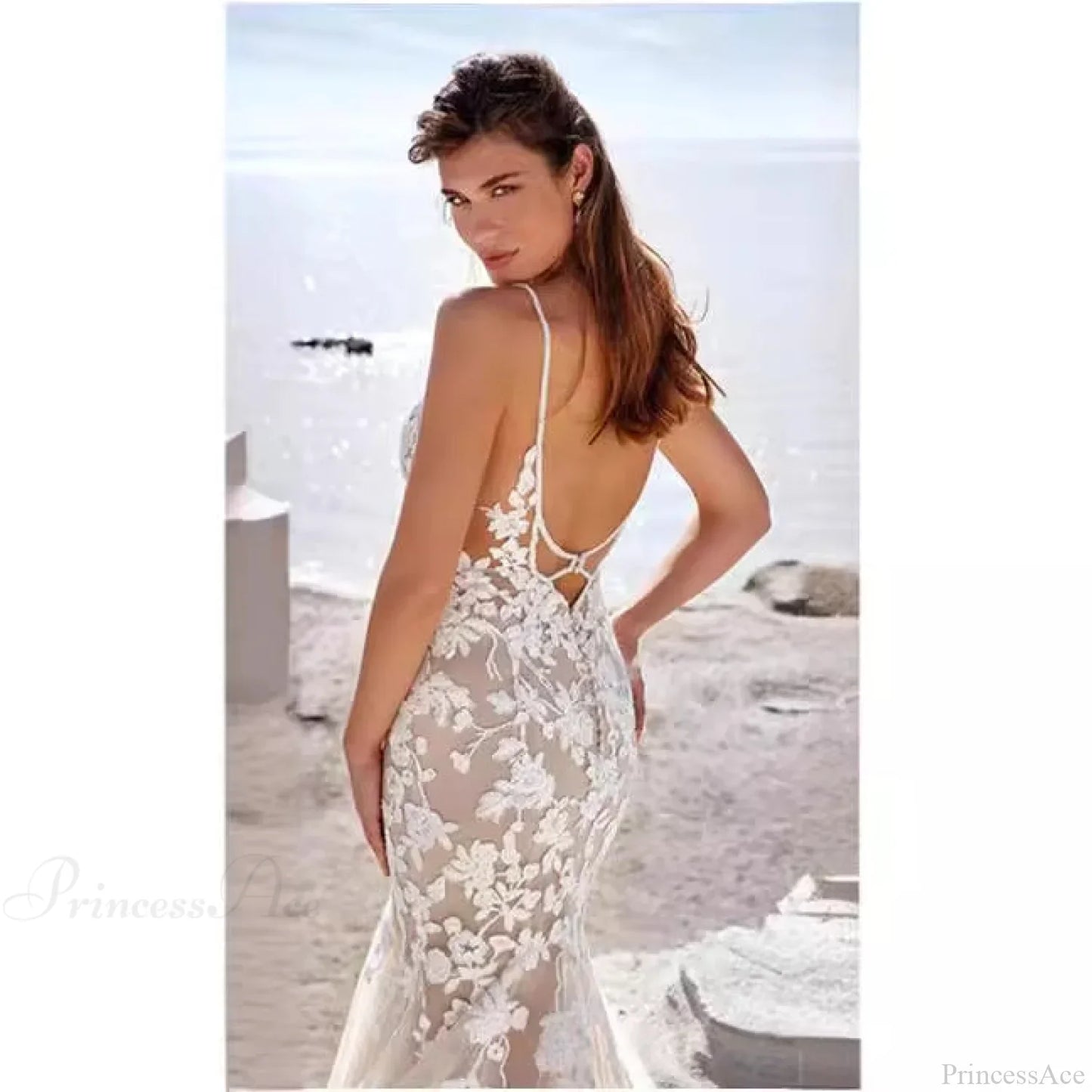 Sexy Strapless Lace Evening Wedding Dress