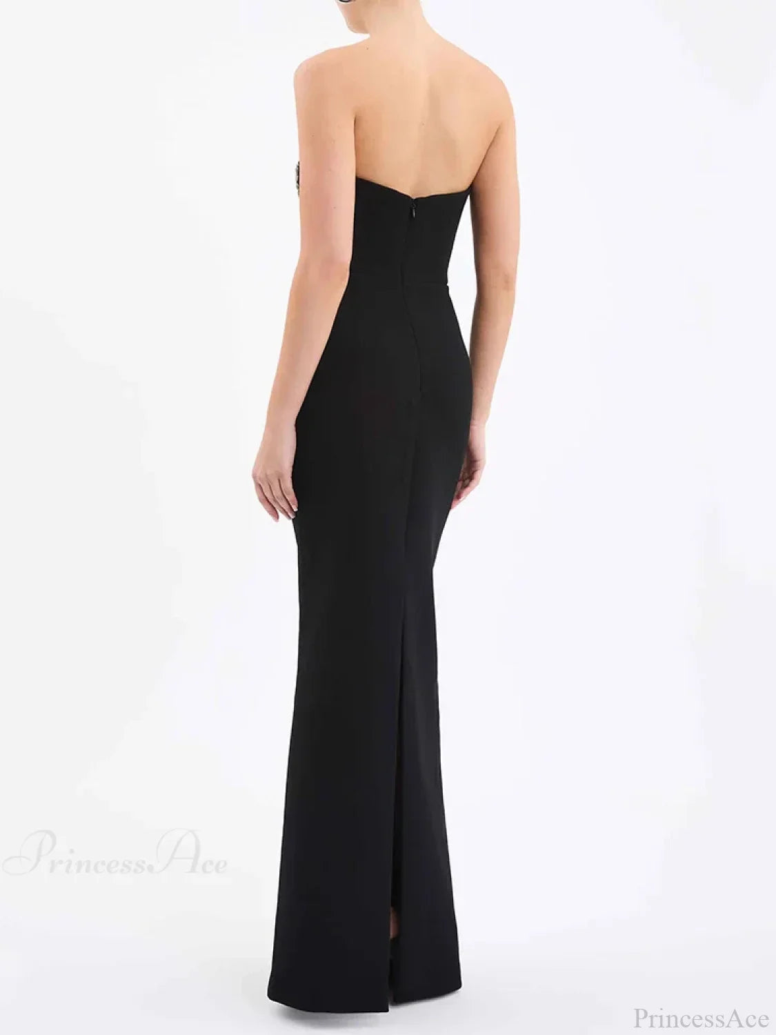 Sexy Strapless V Neck Lace Sequin Design Black Velvet Party Dress
