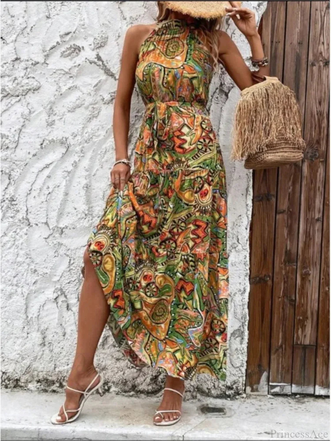 Sexy Vintage Hanging Neck Boho Dress