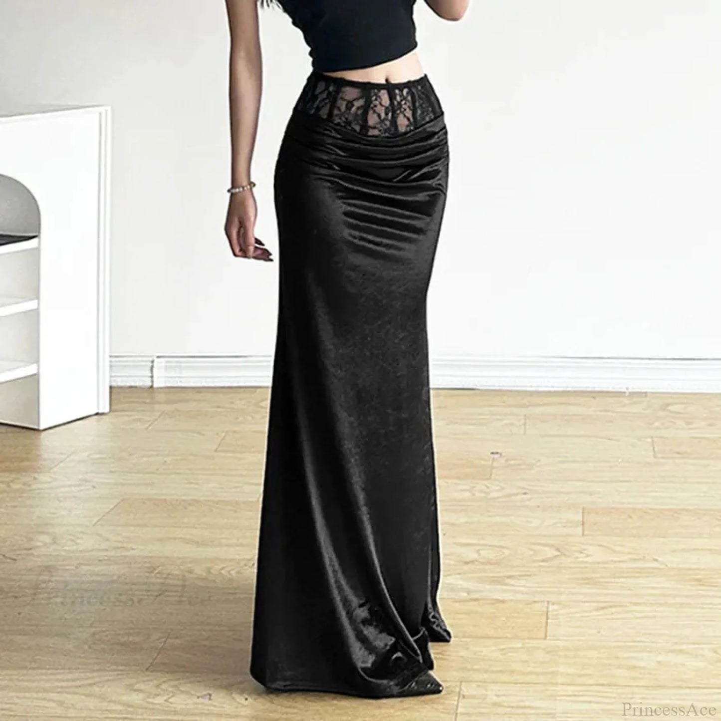 Soft Trumpet Lace Patchwork Skirt