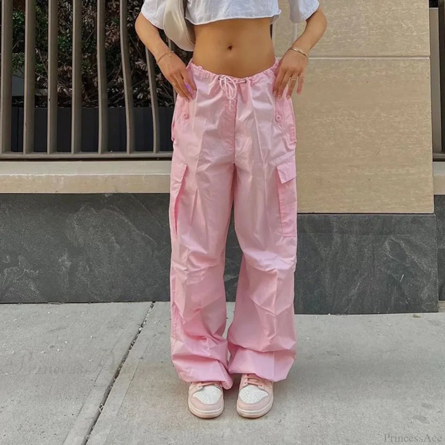 Solid Cargo Streetwear Slim Drawstring Pant