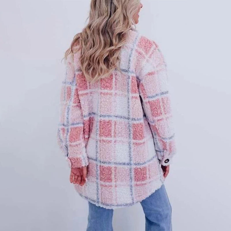 Carina | Checked teddy jacket for women