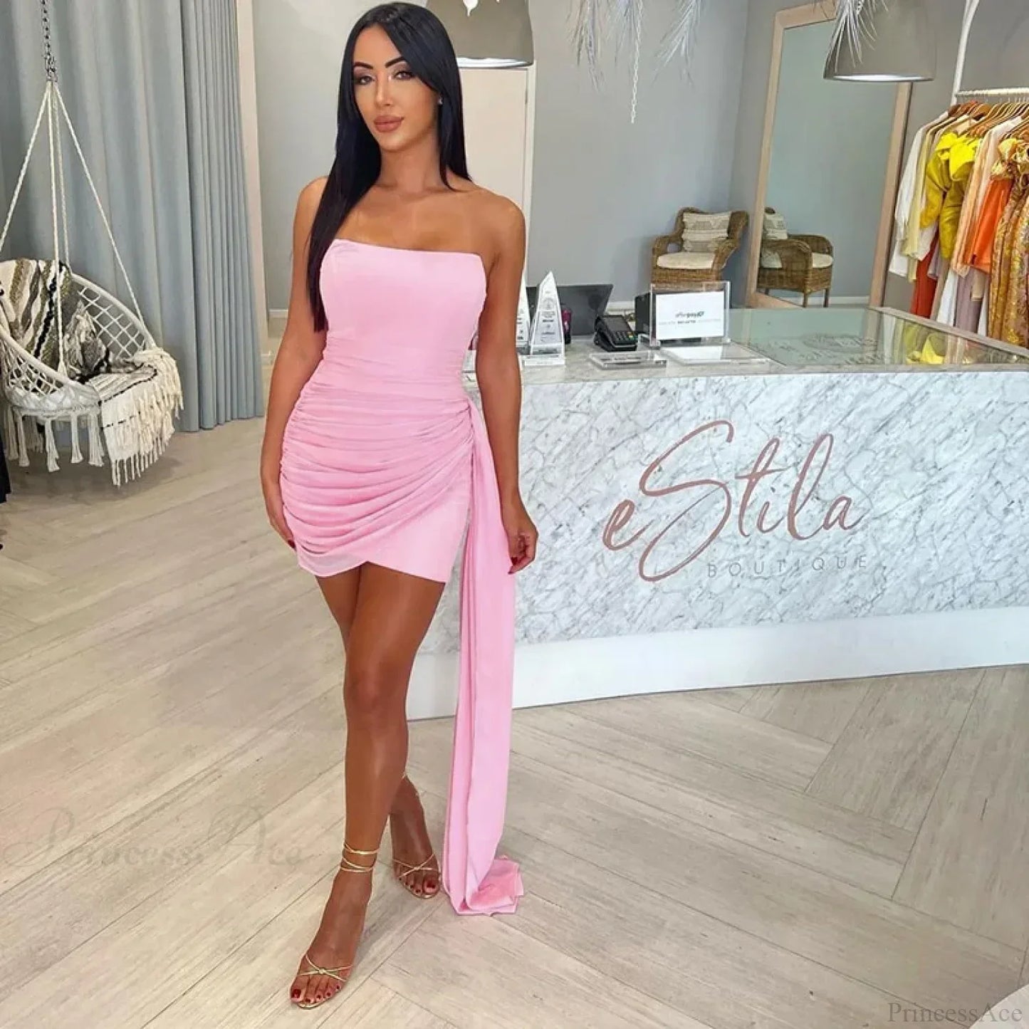 Streamer Mesh Elegant Mini Vacation Dress