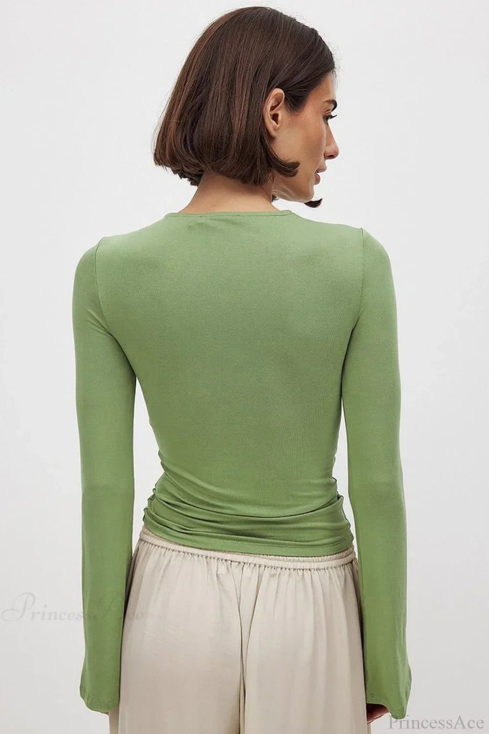 Striped Color Block Crew Neck Loose Long Sleeve Tee