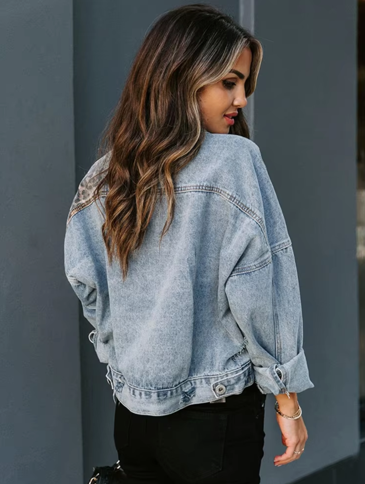 Dulce | Denim jacket with leopard patch