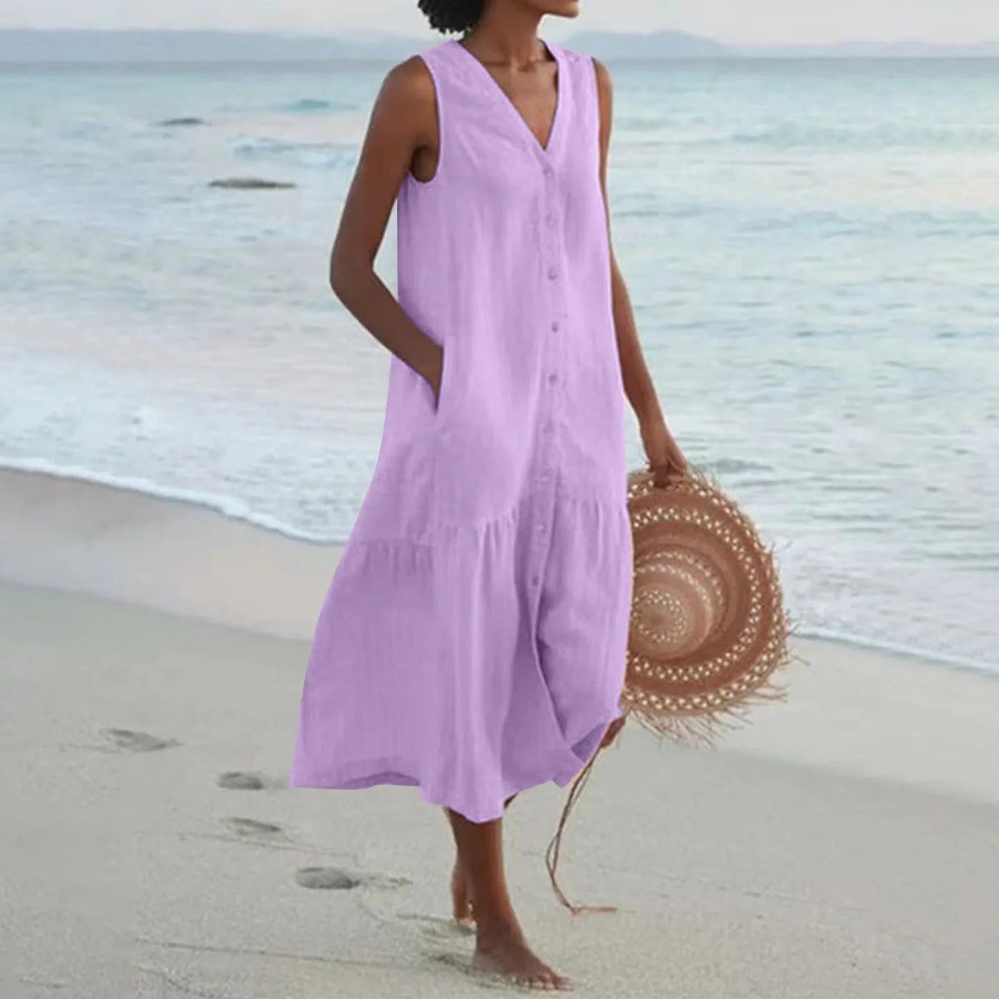 Tina | Women's Sleeveless A-Line Midi Dress