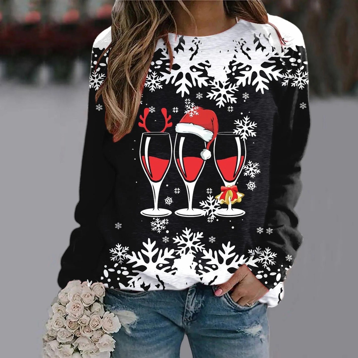 Alba | Women's Christmas sweater with a festive crystal design