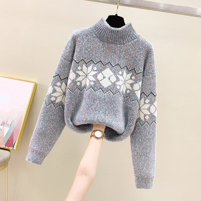 Birgit | Knitted sweater with snowflake print