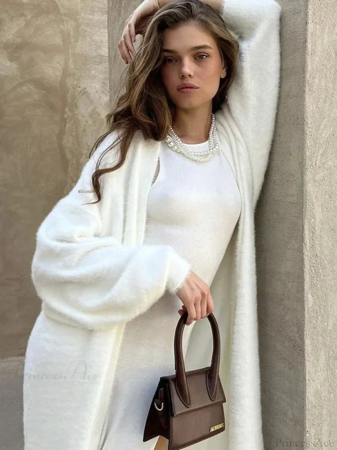Vintage Solid Fluffy Warm Oversized Cardigan