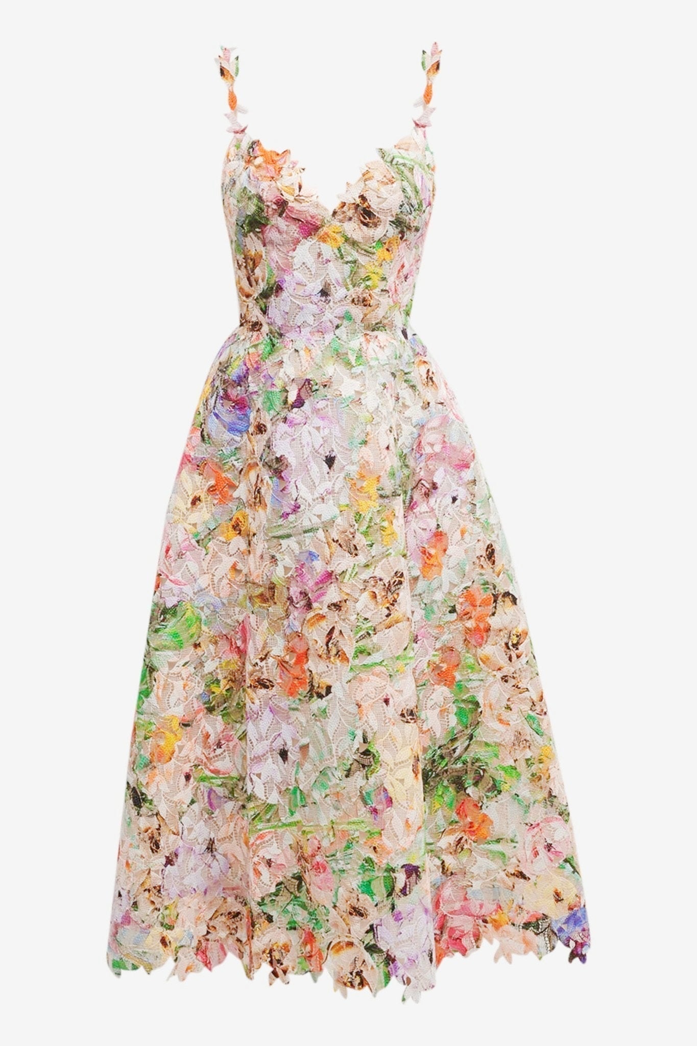 Teodora® | Purple Lace Midi Dress With Floral Embroidery
