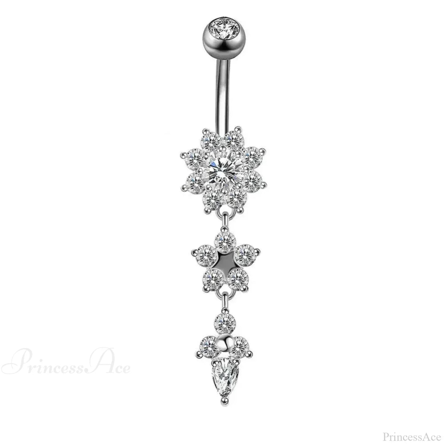 Yellow CZ Butterfly Heart Gothic Belly Ring