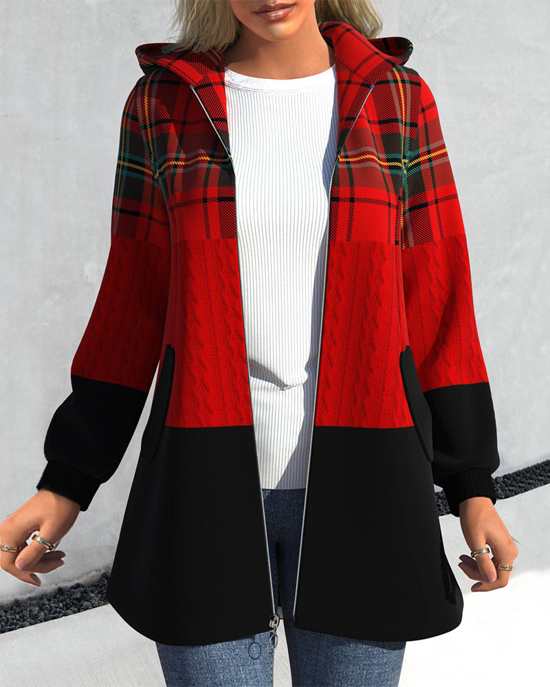 Jacqueline | Checked jacket with hood and zip