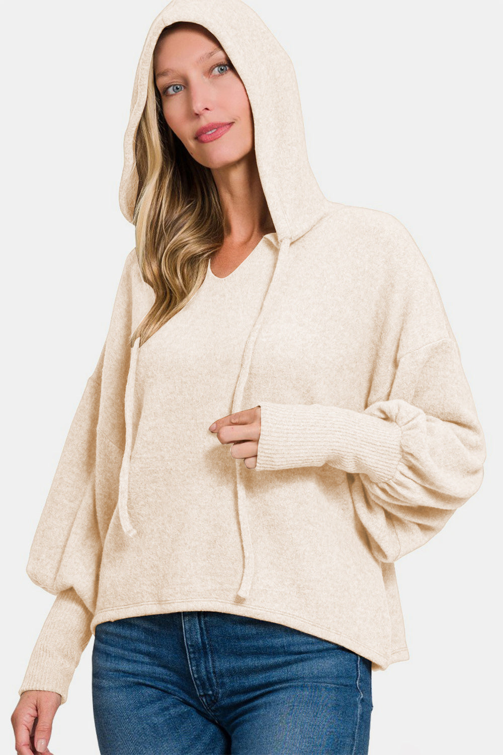 Milagros | Brushed Hacci hoodie with dropped shoulders