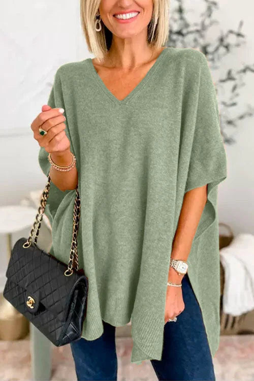 Katherine® | Loose V-Neck Batwing Sweater