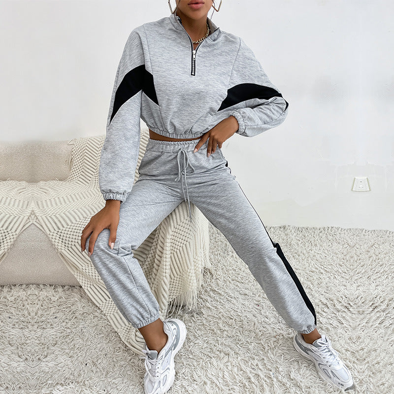 Natalia | Set of trousers and crop top with sweatshirt