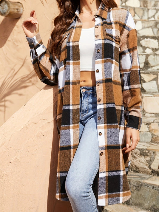 Elvira | Checked, long-sleeved jacket with a collar