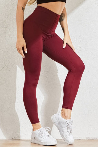 Double Row Button High-Waist Sculpting Fleece Leggings