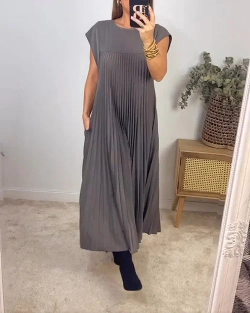 Ambra® | Plain Pleated Simple Dress
