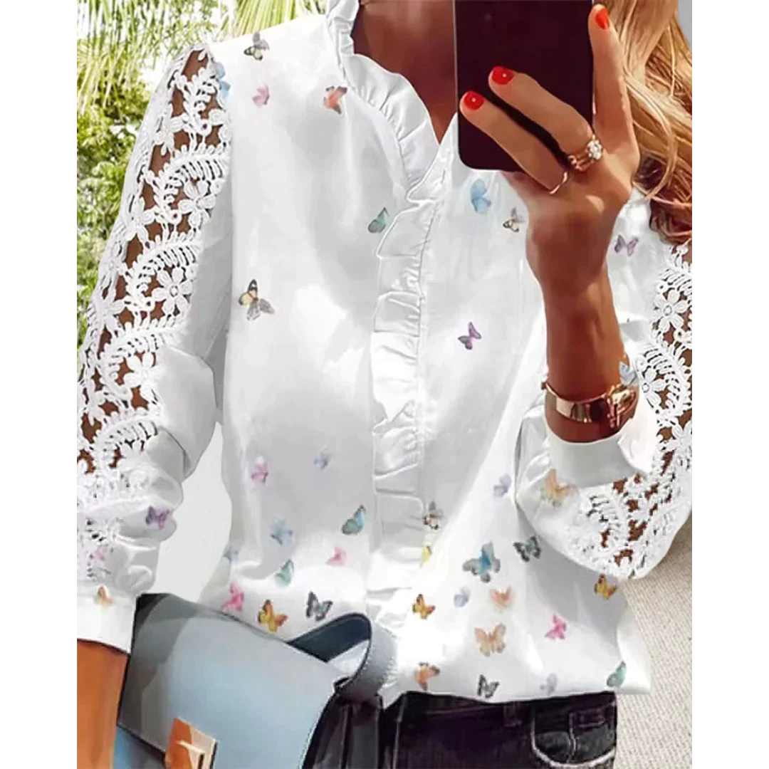 Aranza® | Playful Blouse With Butterfly Sleeves And V-Neck