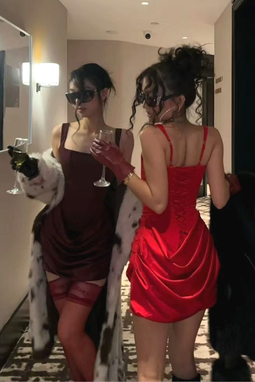 Sexy Boned Tie Cami Party Dress