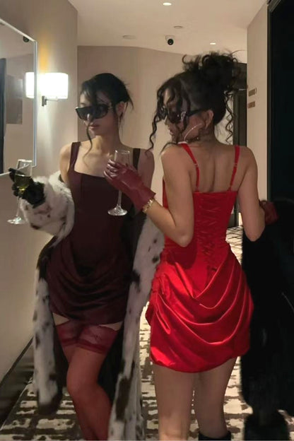 Sexy Boned Tie Cami Party Dress