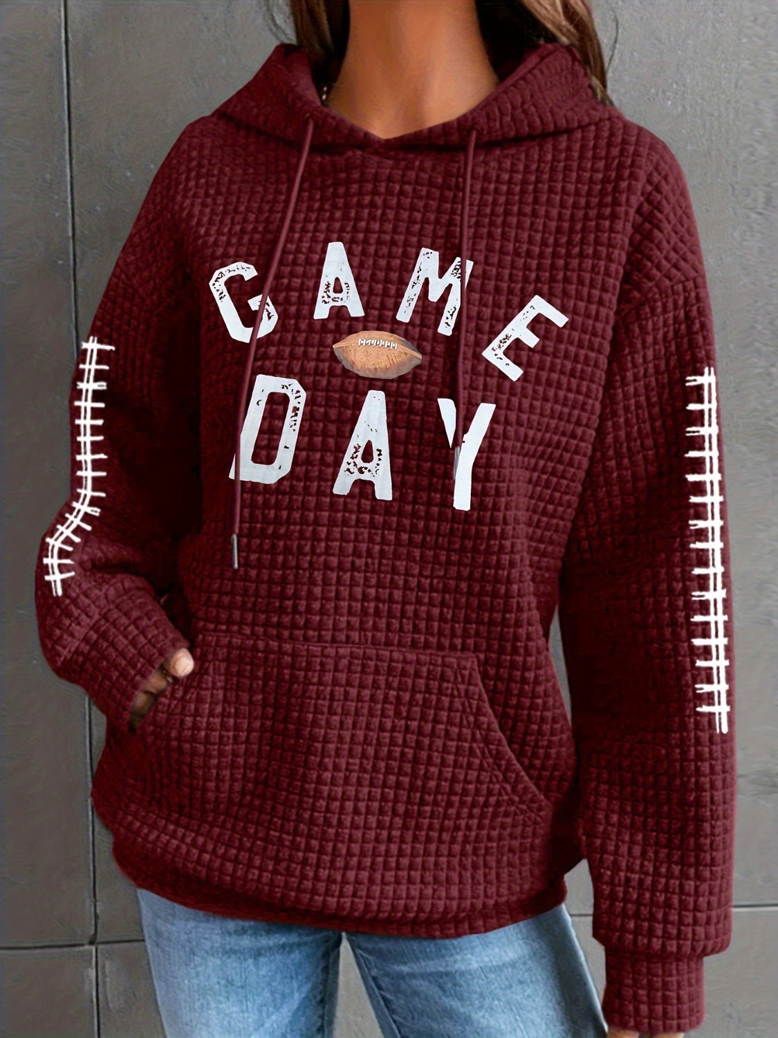 Geraldine | Drawstring football hoodie with long sleeves