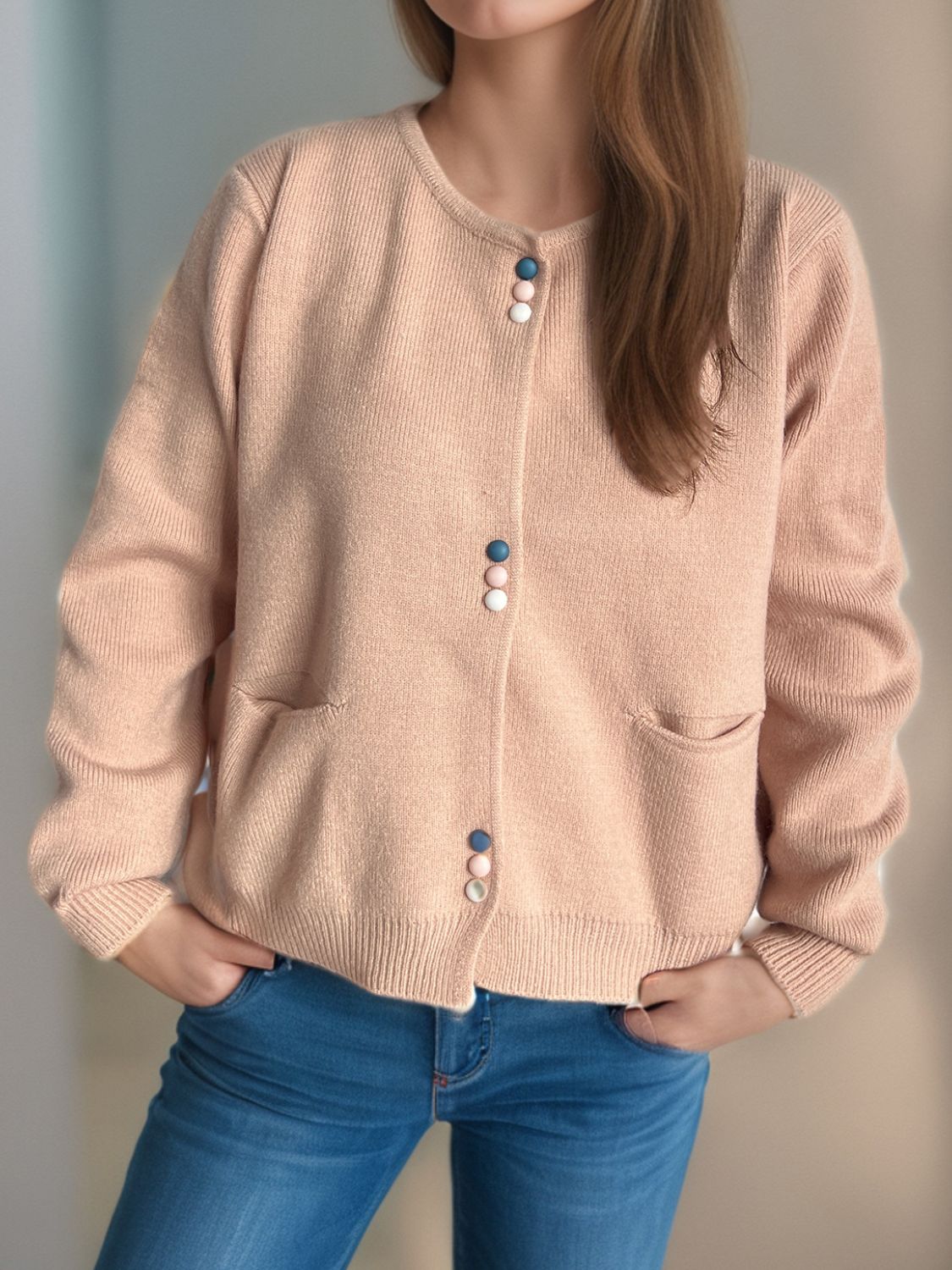 Eulalia | Long sleeve cardigan with buttons and pockets
