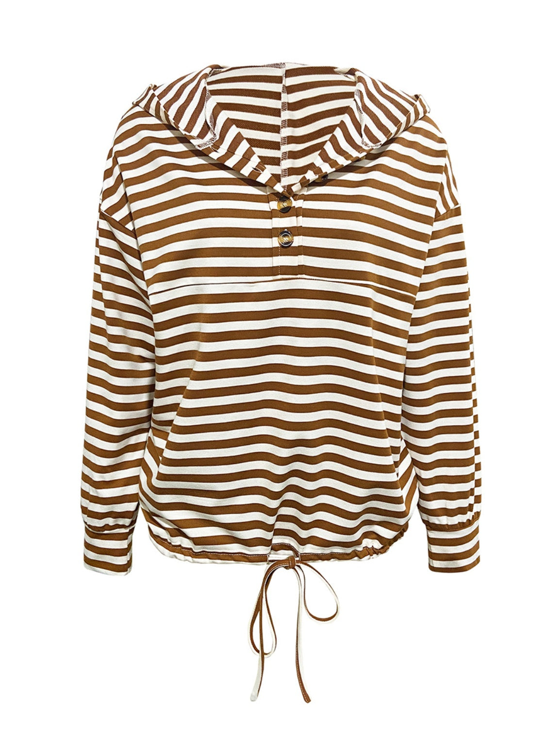 Eliana | Striped drawstring hoodie with long sleeves
