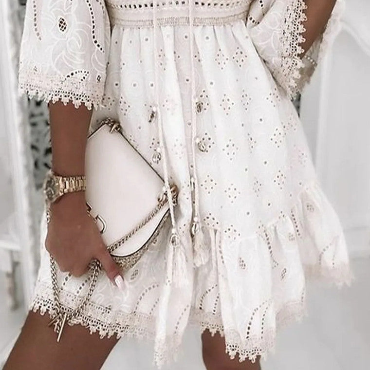 Natalia® | Boho Lace Short Dress
