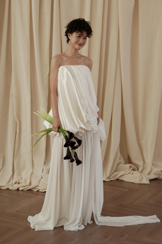 Minimalist Loose Elegant Flowy Reception Dress