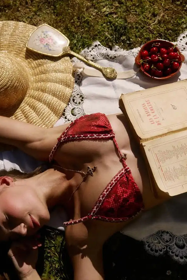 Red Strappy Bikini Set