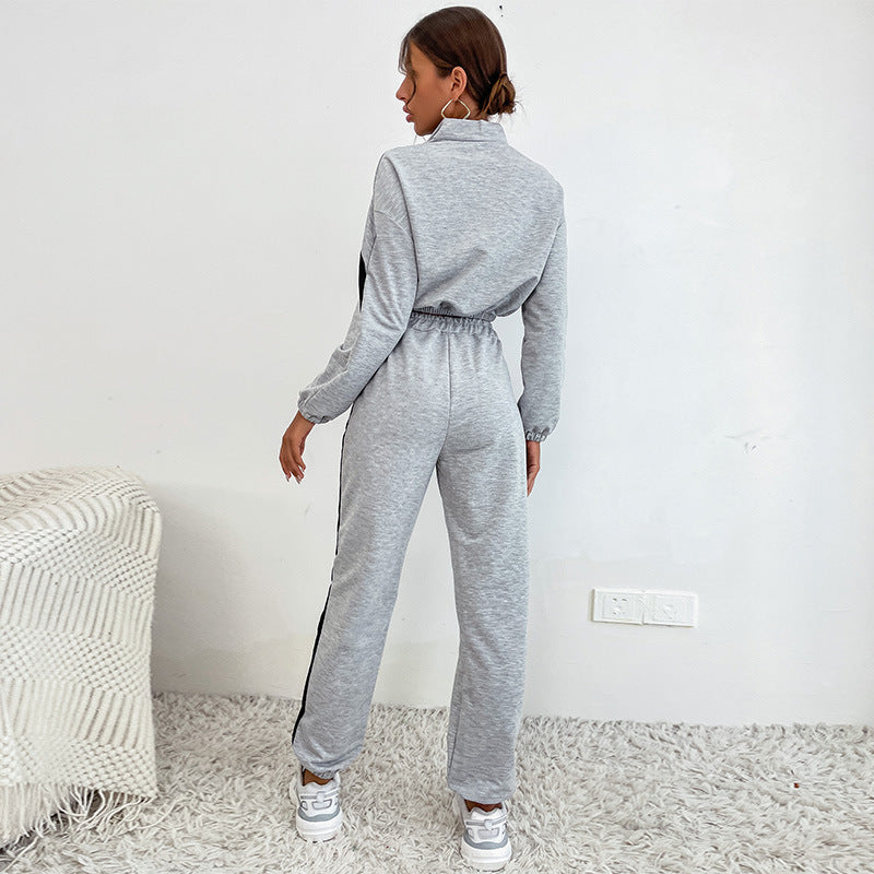 Natalia | Set of trousers and crop top with sweatshirt