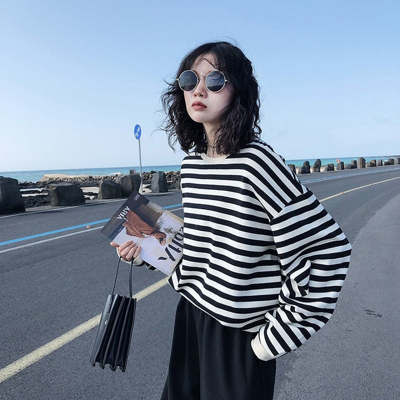 Vanessa | Retro striped long sleeve blouse