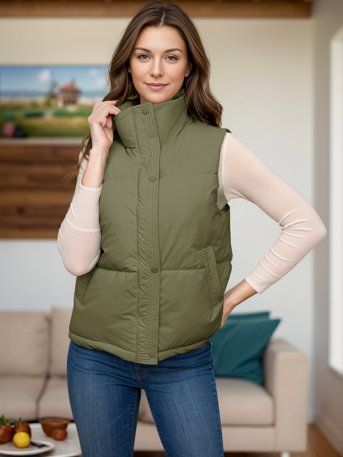 Paola | Vest coat with zip and pockets