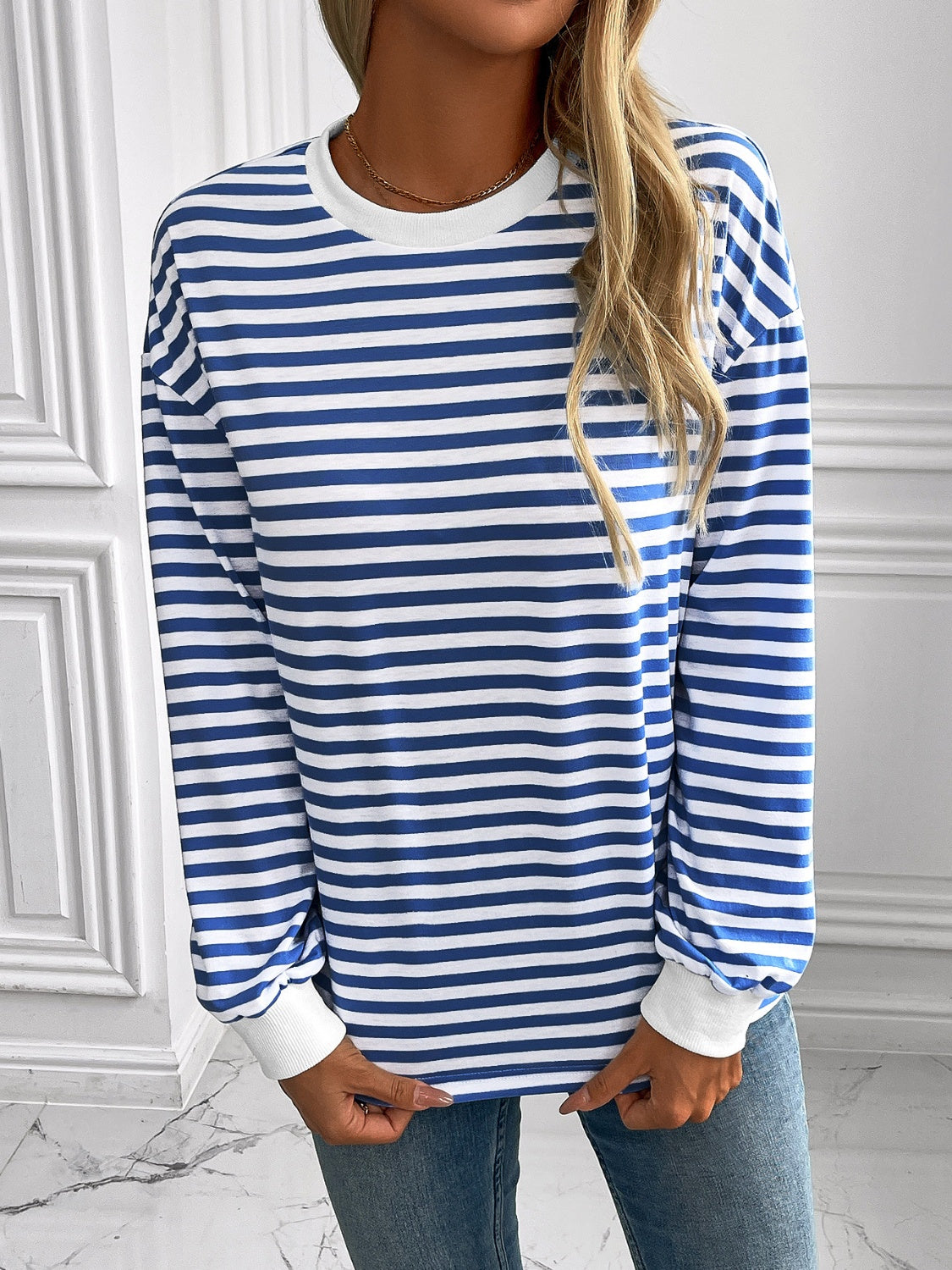 Constance | Ivy Lane striped long sleeve crew neck sweatshirt