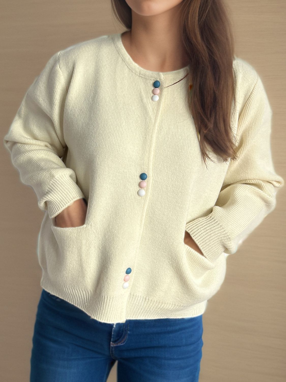 Eulalia | Long sleeve cardigan with buttons and pockets