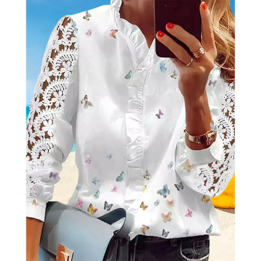 Aranza® | Playful Blouse With Butterfly Sleeves And V-Neck