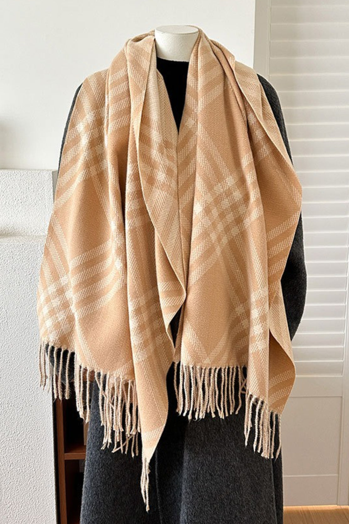 Double-Sided Plaid Festive Faux Cashmere Warm Scarf