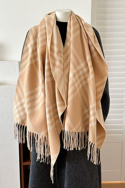Double-Sided Plaid Festive Faux Cashmere Warm Scarf