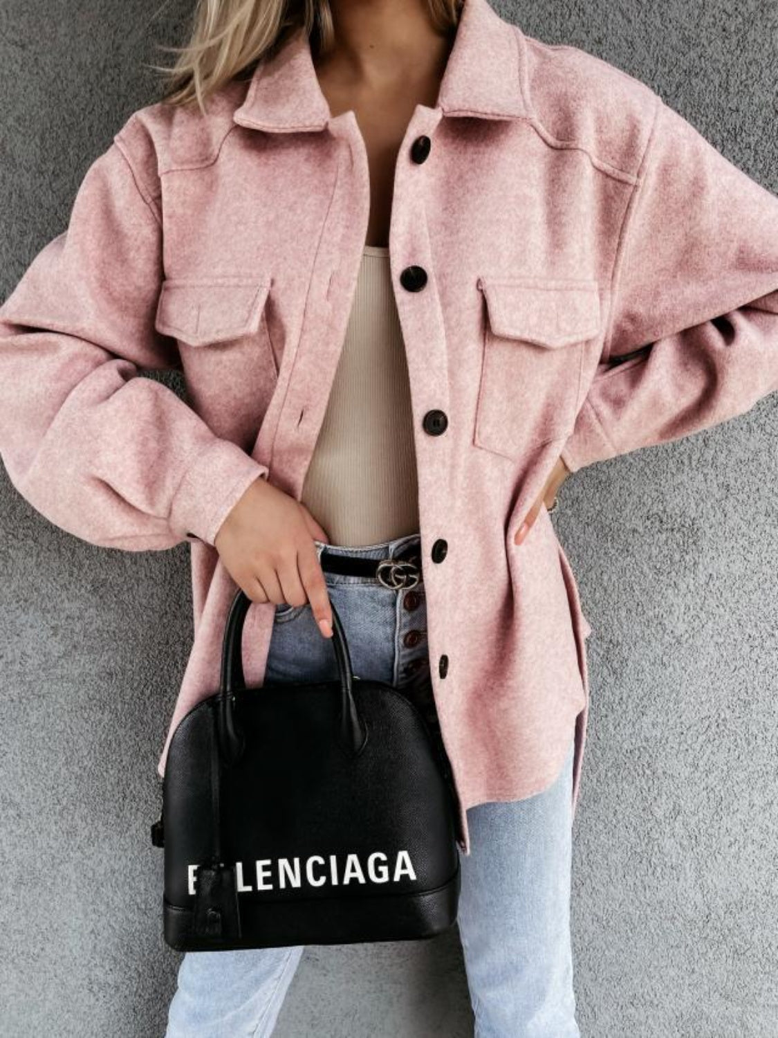 Olivia | Collared neck jacket with tied pockets and collar