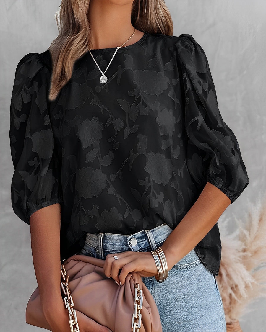 Zara® | Elegant Floral Blouse With Puff Sleeves