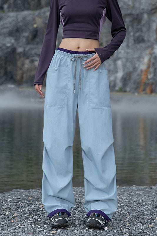 Colorful Quick Dry Cargo Wide Leg Cuffed Pants